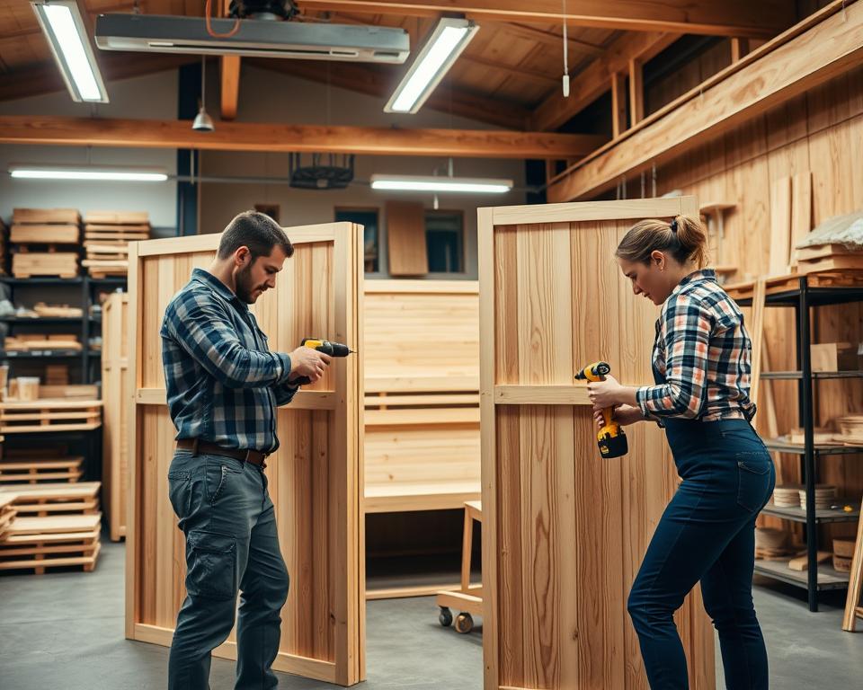 Elementsauna aufbauen Wandmontage