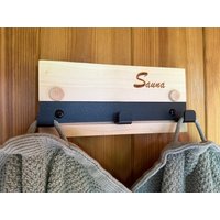 Fjordholz Sauna Garderobenbrett mit Haken