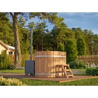 Fjordholz Holzbadezuber Oval Größe 2 mit Außenofen