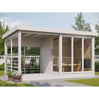Fjordholz Saunahaus Modell Anita mit Terrasse