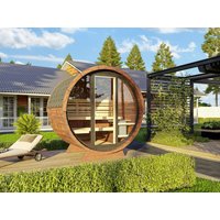 Fjordholz Fass-Sauna Modell Leo mit Vollglasfront